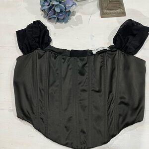 Black Corset with see through thick straps‎ size M